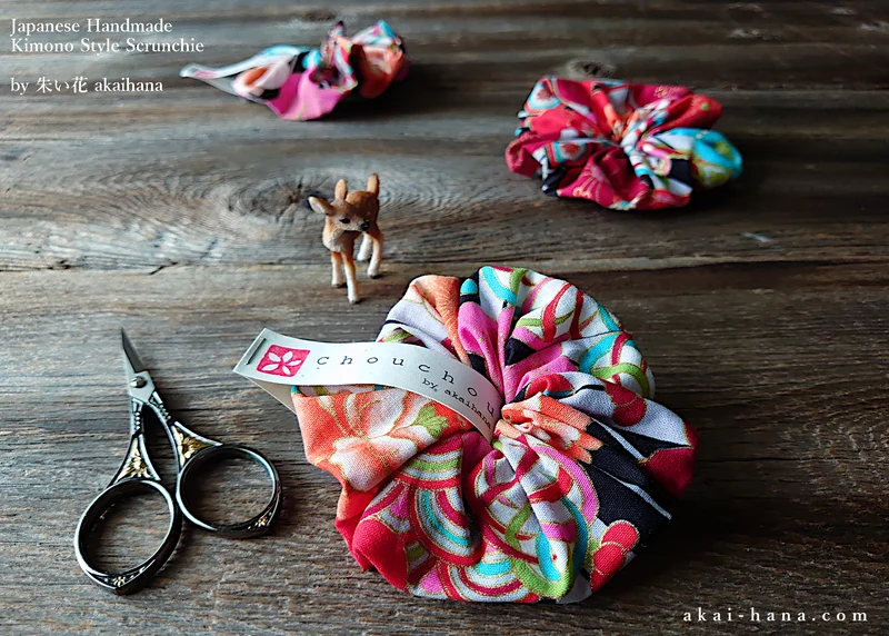 Japanese Handmade Kimono style Scrunchies, Taisho-Roman, scjf0104