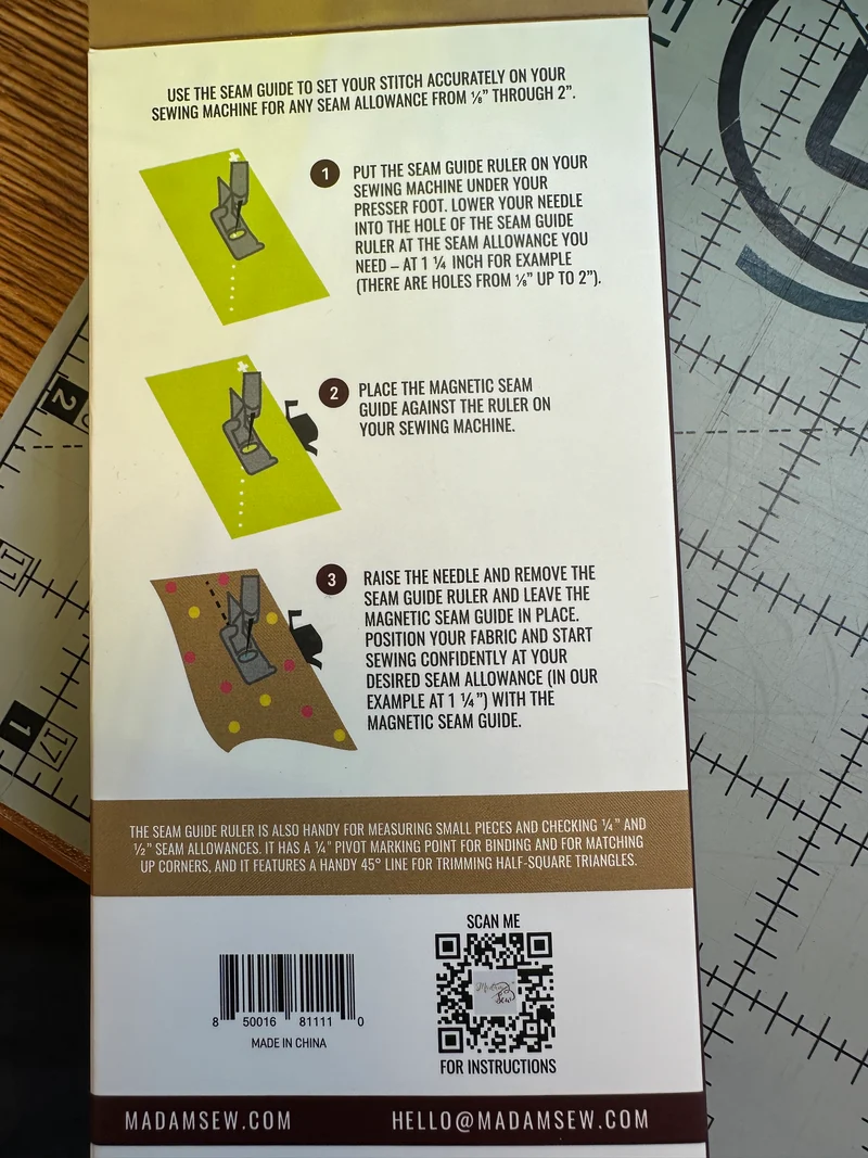 Seam Guide ruler with magnet B74