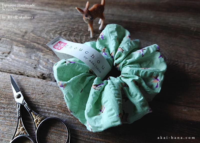Japanese Handmade Scrunchies, Singing Birds ⦿scjf0078