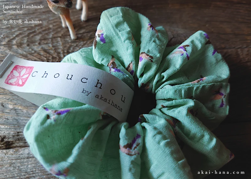 Japanese Handmade Scrunchies, Singing Birds ⦿scjf0078
