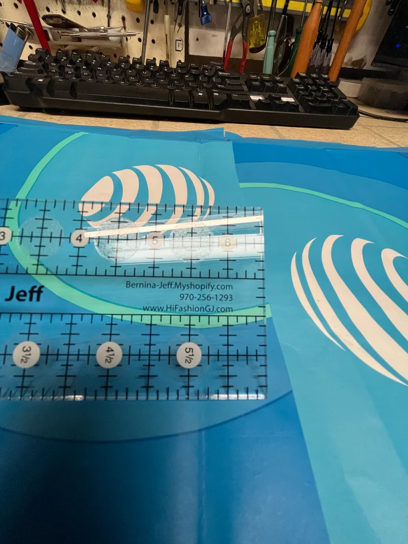 Creative Grids ruler Logo 6 1/2 by 2 1/2” with texture dots on back. Great size to bring to classes. B71
