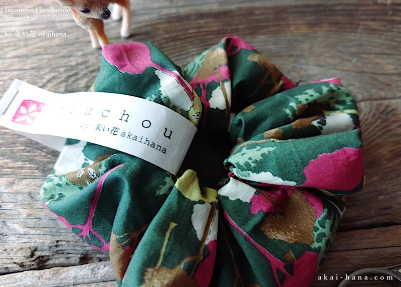 Japanese Handmade Chouchou/Scrunchies, Wonder Forest Green, scjf0054