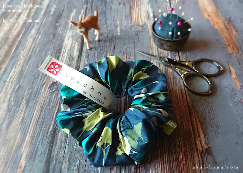 Japanese Handmade Chouchou/Scrunchies, Wonder Forest Navy, scjf0053