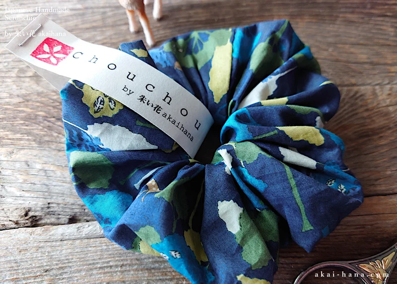 Japanese Handmade Chouchou/Scrunchies, Wonder Forest Navy, scjf0053