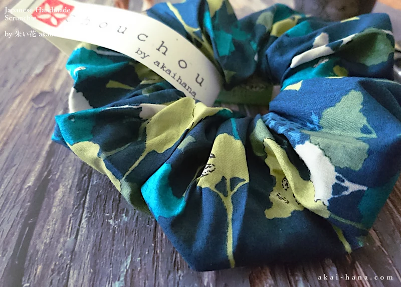 Japanese Handmade Chouchou/Scrunchies, Wonder Forest Navy, scjf0053