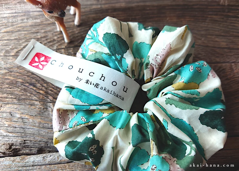 Japanese Handmade Chouchou/Scrunchies, Wonder Forest White, scjf0052