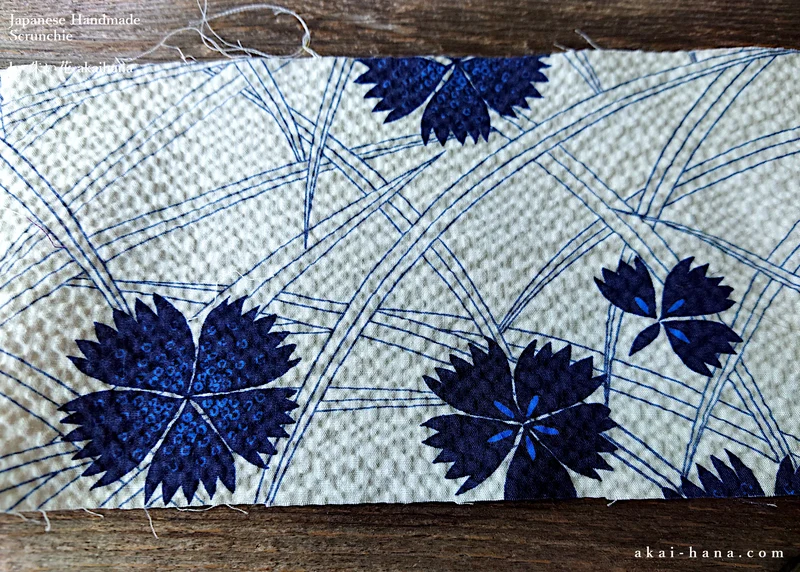 Japanese Handmade Kimono style Scrunchies, Shiro Nadeshiko, White Dianthus, scjf0067