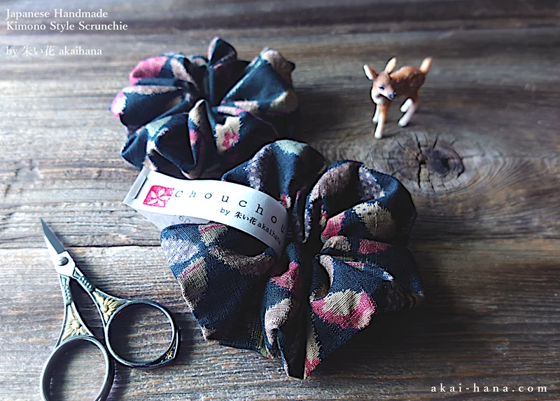 Japanese Handmade Kimono Style Scrunchies, Gara Shippou ⦿scjf0038