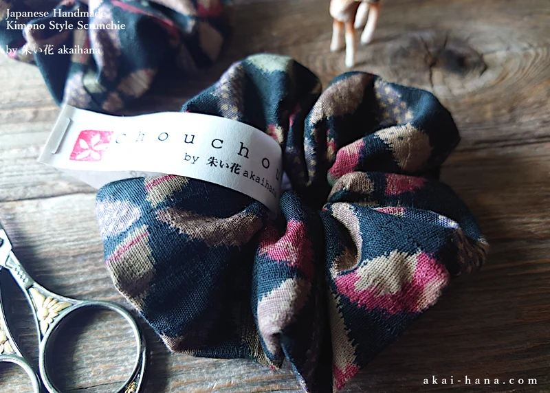 Japanese Handmade Kimono Style Scrunchies, Gara Shippou ⦿scjf0038