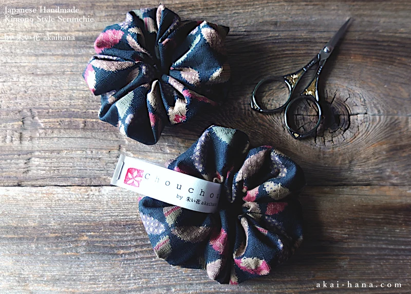 Japanese Handmade Kimono Style Scrunchies, Gara Shippou ⦿scjf0038