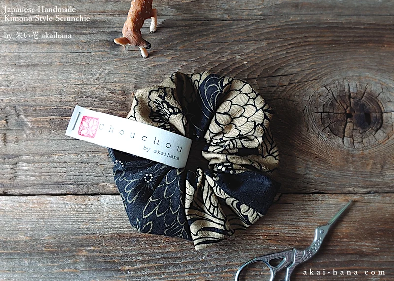 Japanese Handmade Kimono Style Scrunchies, Chuyasakiyori, scjf0040