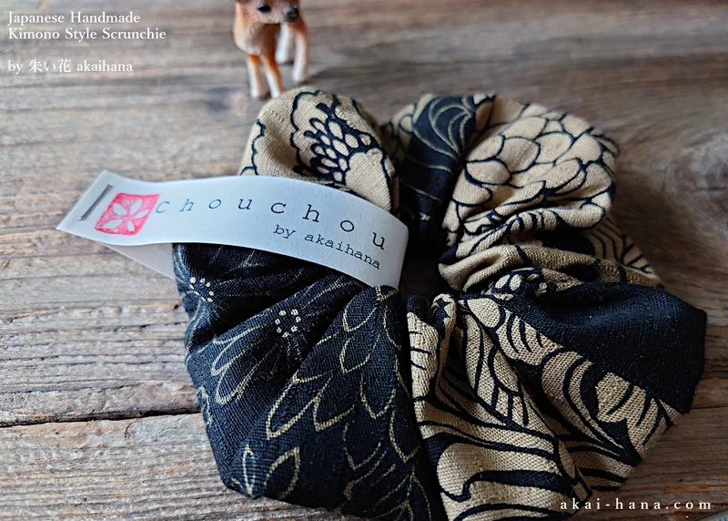 Japanese Handmade Kimono Style Scrunchies, Chuyasakiyori, scjf0040