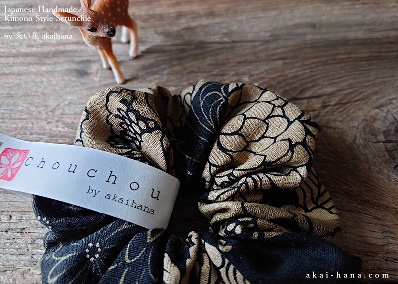 Japanese Handmade Kimono Style Scrunchies, Chuyasakiyori, scjf0040