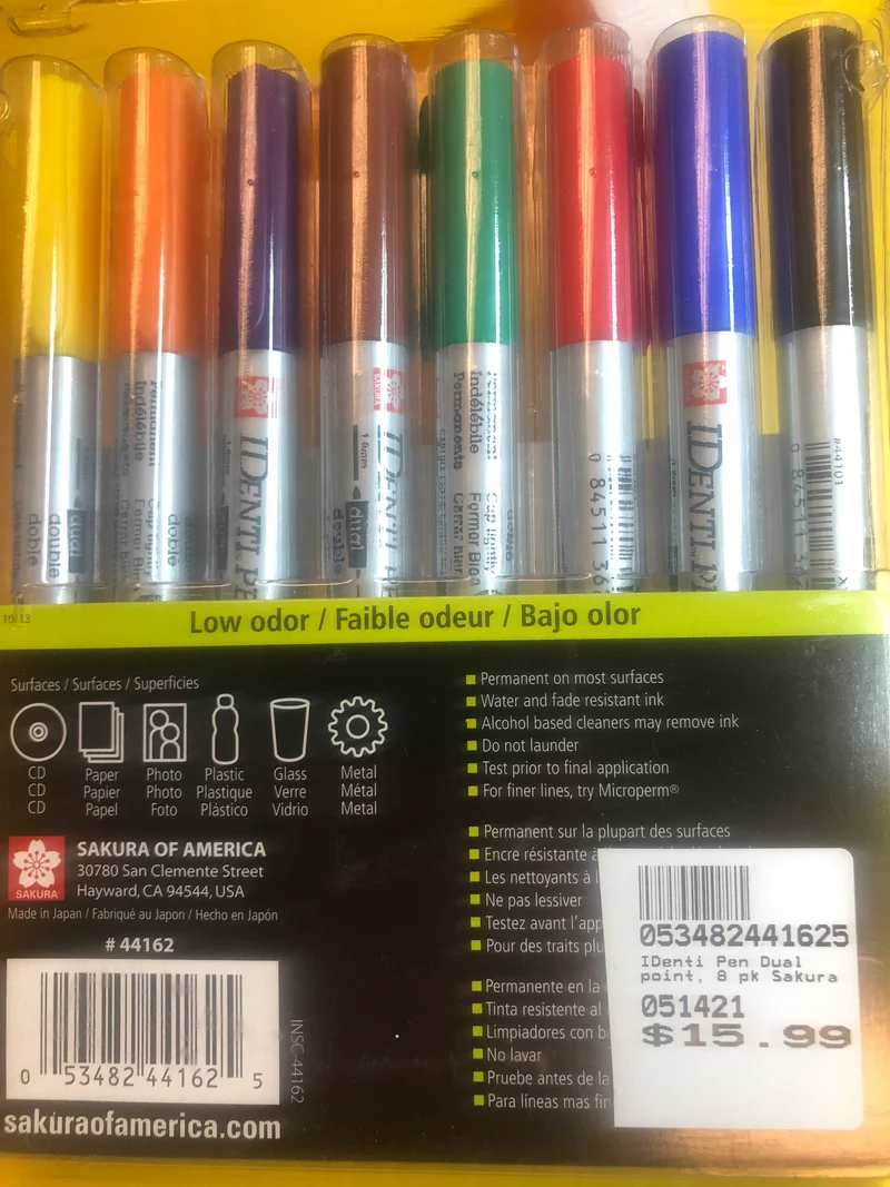Permanent markers better than sharpie IDenti-Pen set of 8 colors will mark on a mirror fixes embroidery bad spots never washes out Jeff loves these Quilt Label Marker B117