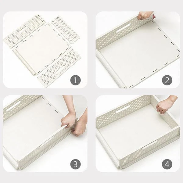 Multi-Function Collapsible Plastic Drawer Storage Organizer Basket