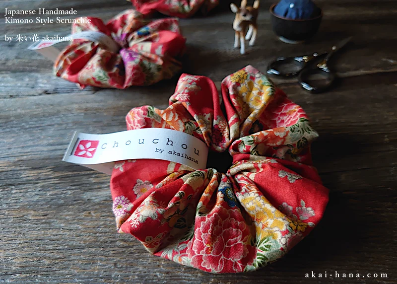 Japanese Handmade Kimono style Scrunchies, scjf0107