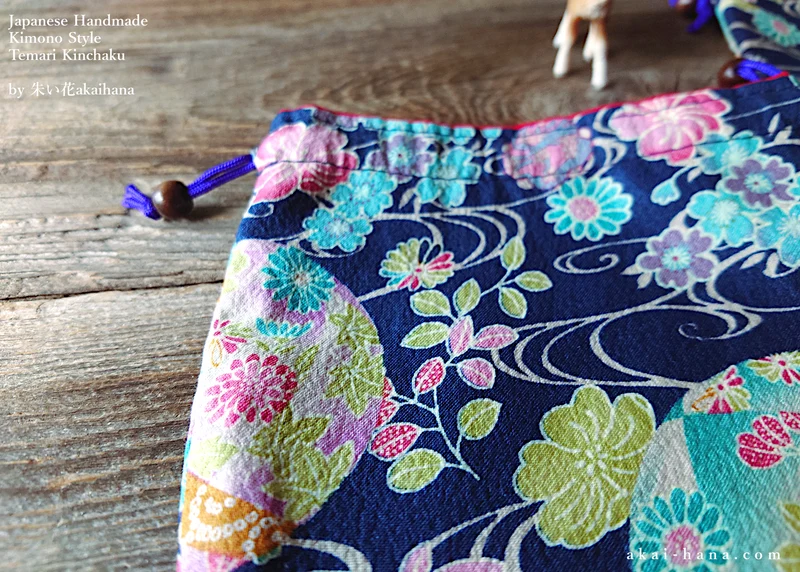 Japanese Handmade Temari Kinchaku Purse, Hanatemari ⦿tkjp0010