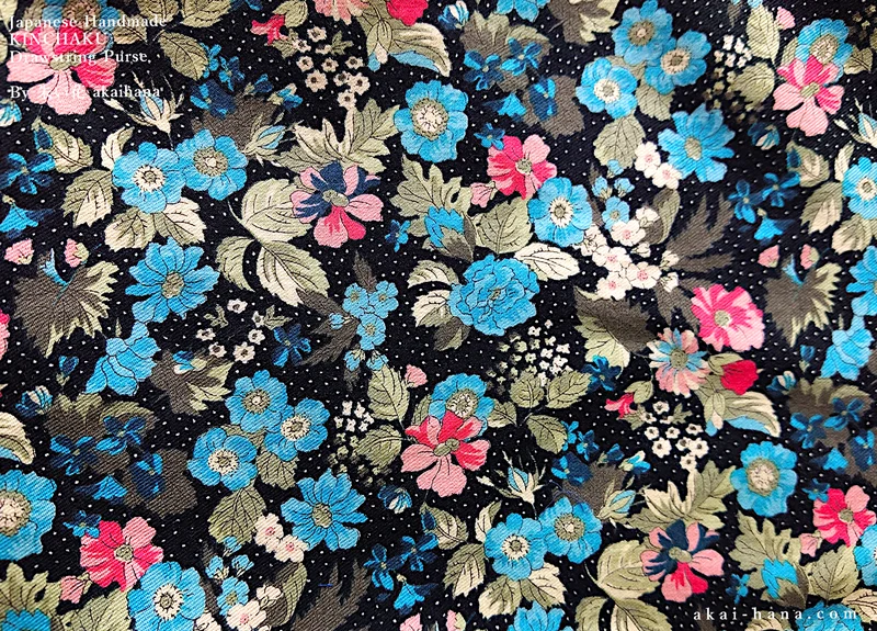 Kinchaku Drawstring Purse, Black Floral, X-Large W25cm x H30cm (10" x 12") ⦿kpjf0018
