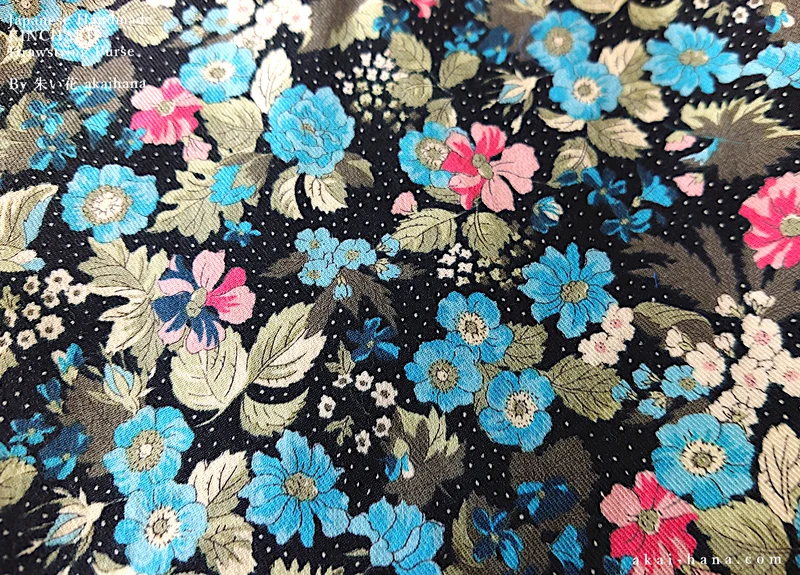 Kinchaku Drawstring Purse, Black Floral, X-Large W25cm x H30cm (10" x 12") ⦿kpjf0018