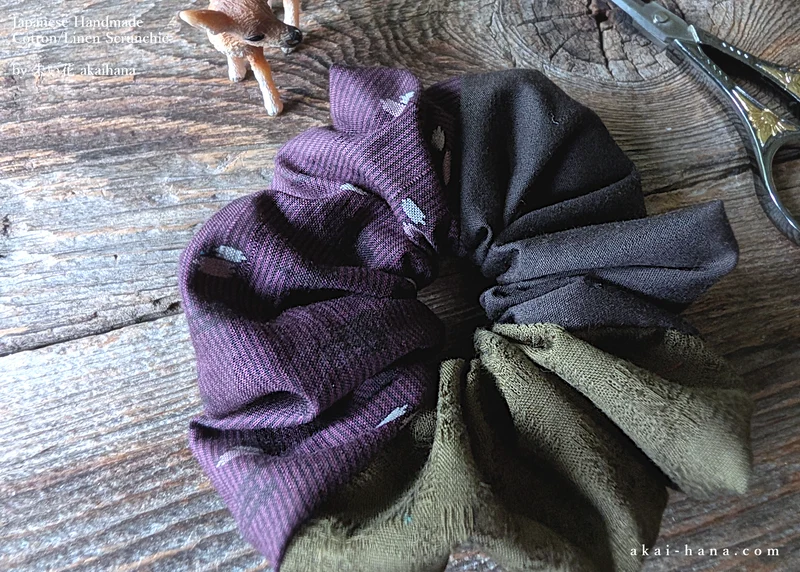 Handcrafted Scrunchies with Japanese Vintage Remnants ⦿scjf0093