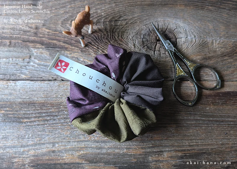 Handcrafted Scrunchies with Japanese Vintage Remnants ⦿scjf0093