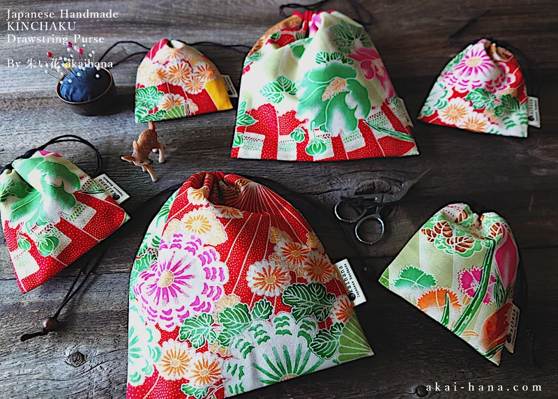 Wagara Kinchaku Drawstring Purse, 2 sizes ⦿kpjf0005