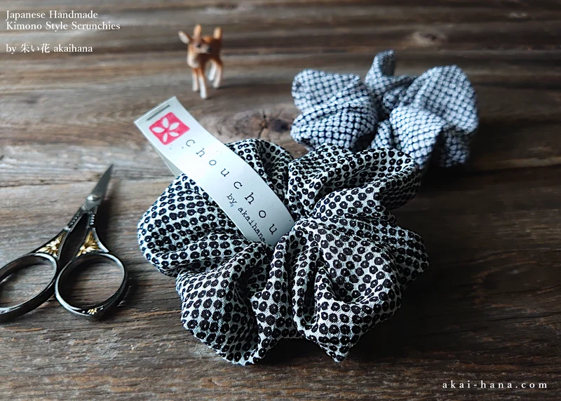 Japanese Handmade Chirimen Scrunchies, Kanoko, 2 colors ⦿scjf0110-11