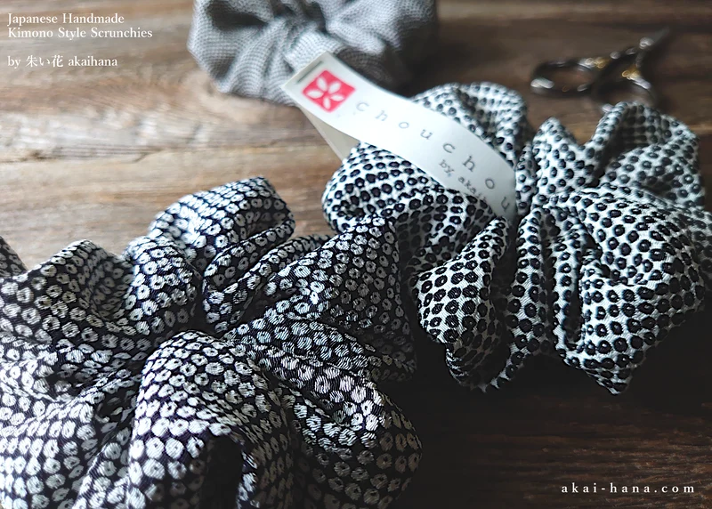 Japanese Handmade Chirimen Scrunchies, Kanoko, 2 colors ⦿scjf0110-11