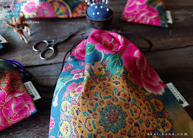Wagara Kinchaku Drawstring Purse, 2 sizes ⦿kpjf0003