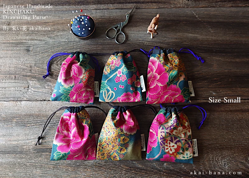 Wagara Kinchaku Drawstring Purse, 2 sizes ⦿kpjf0003