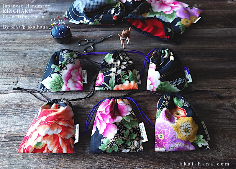 Wagara Kinchaku Drawstring Purse, 2 sizes ⦿kpjf0002