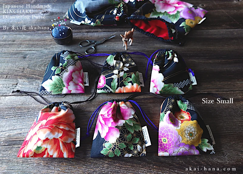 Wagara Kinchaku Drawstring Purse, 2 sizes ⦿kpjf0002
