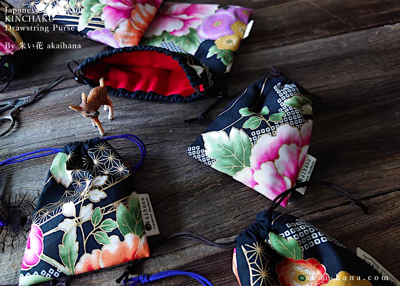 Wagara Kinchaku Drawstring Purse, 2 sizes ⦿kpjf0002