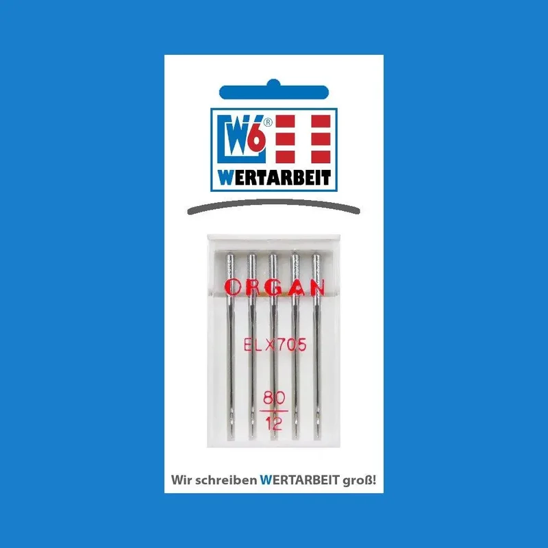 W6 Nähmaschinennadel ELX705 80 für N 656D / 707D Freiarm (5 Nadeln)