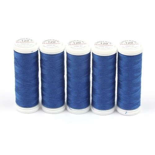 Ackermann Universal Nähgarn Stärke 120 - 5x 200 m, Farbe 0886 dunkelblau