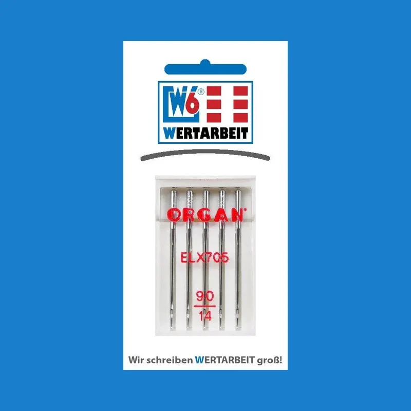 W6 Nähmaschinennadel ELX705 90 für N 656D / 707D Freiarm (5 Nadeln)