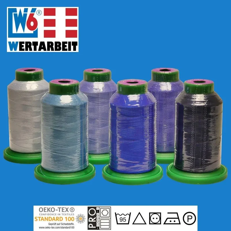 W6 Farbset Blau Näh- und Stickgarn (6 x 1.000 m)