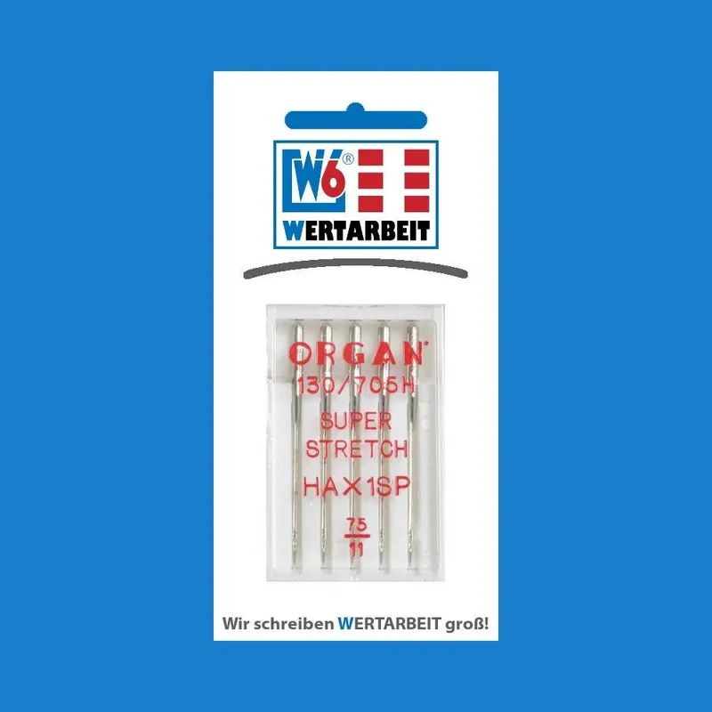 W6 Nähmaschinennadel Super Stretch 75 HAx1SP (5 Nadeln)