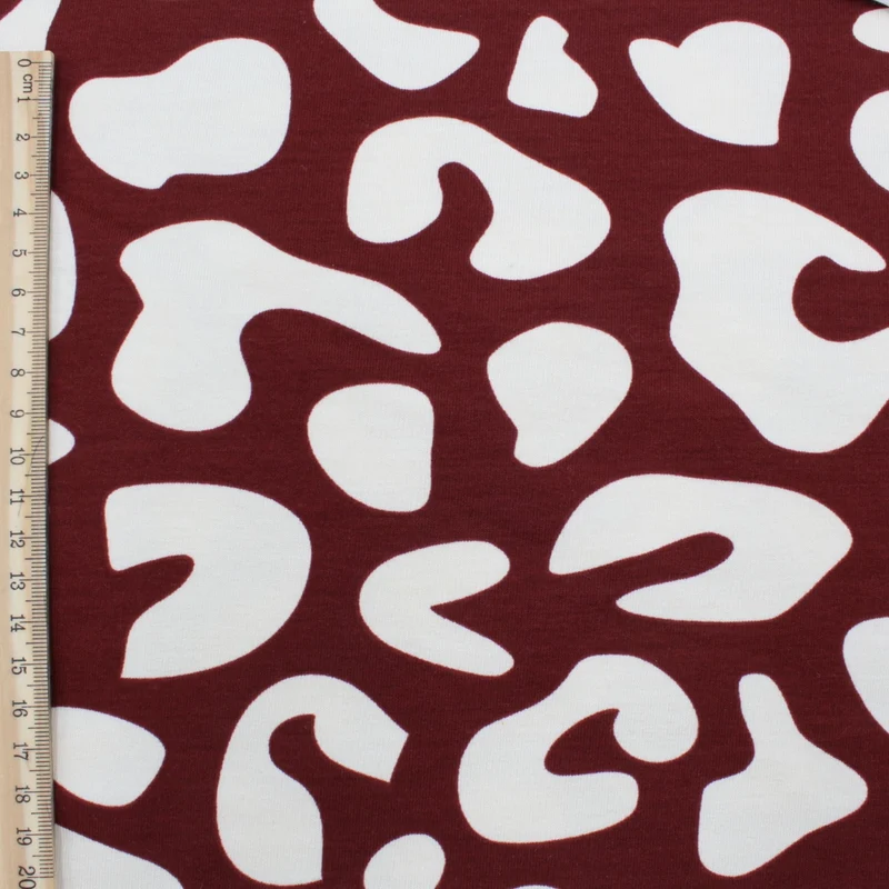 French Terry Leoparden Bordeaux