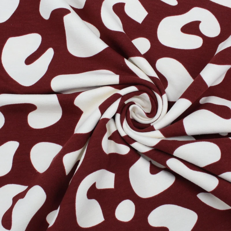 French Terry Leoparden Bordeaux