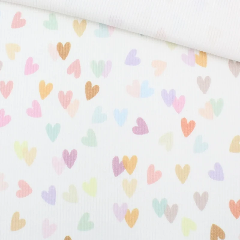 Rippstrick Jersey Stoff bunte Herzen