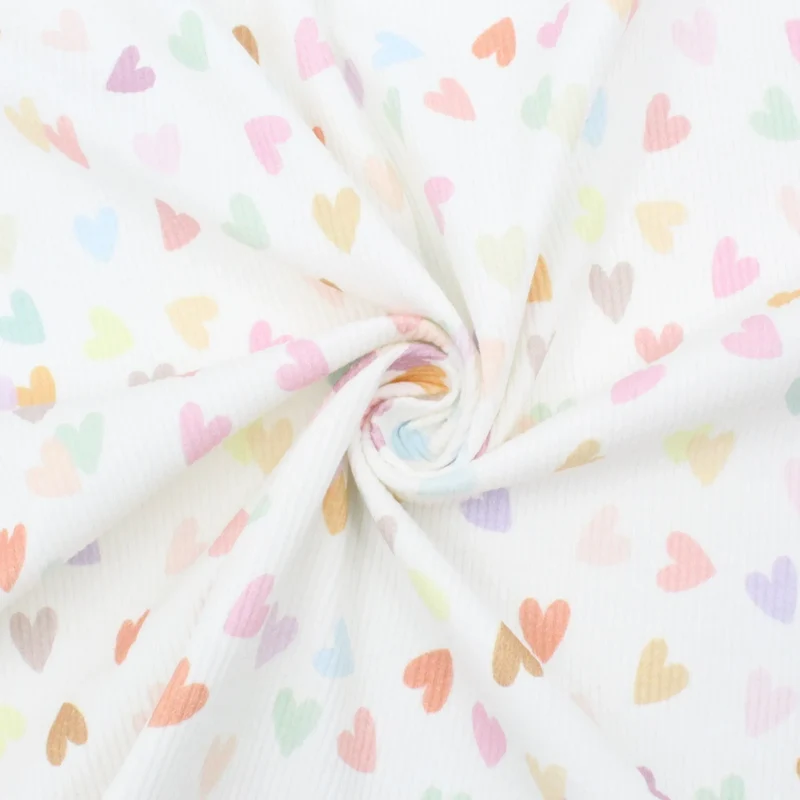 Rippstrick Jersey Stoff bunte Herzen