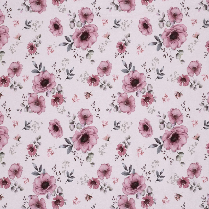 Jersey Blumen – Weiß