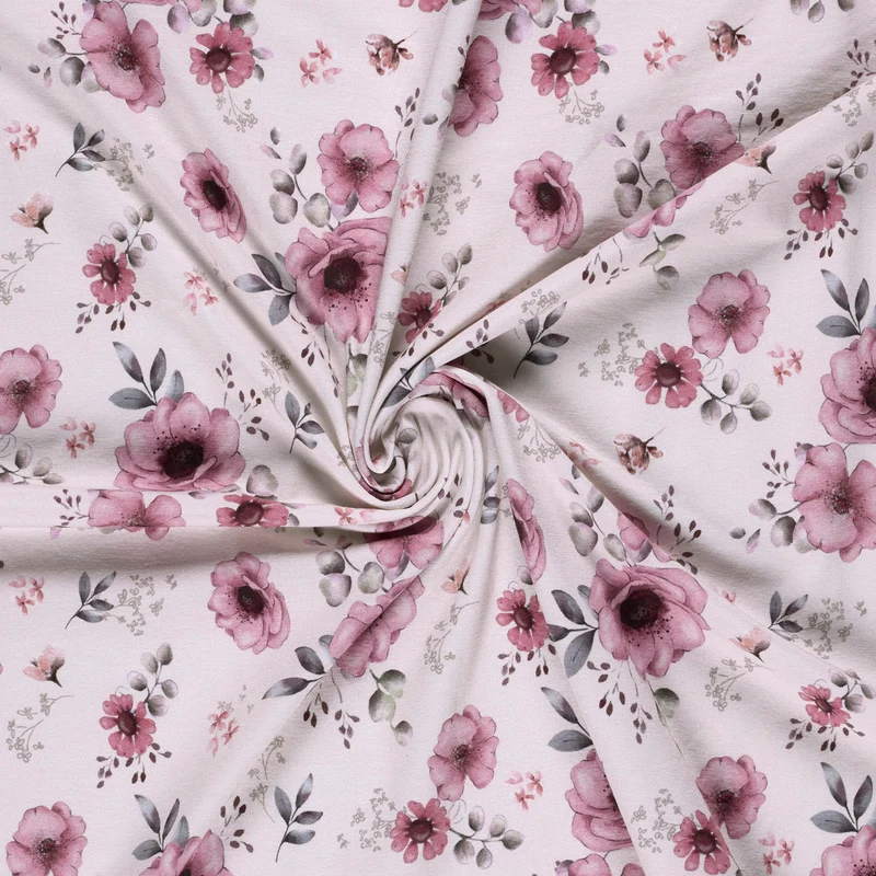 Jersey Blumen – Weiß