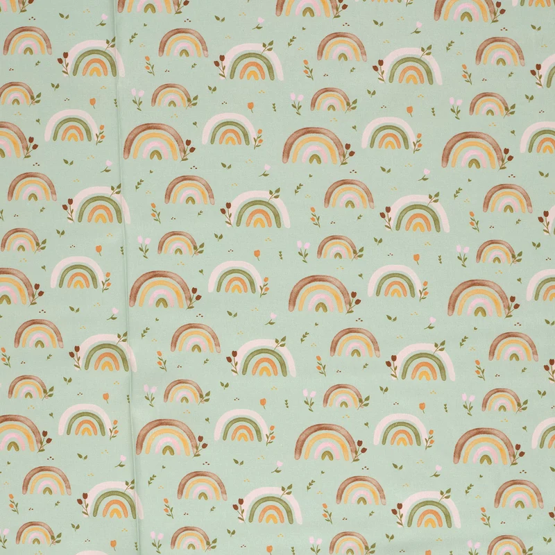 Baumwollpopeline Regenbogen – Mint