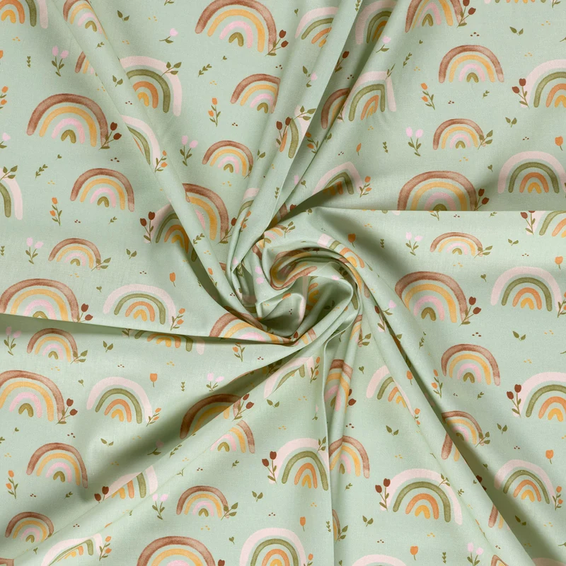 Baumwollpopeline Regenbogen – Mint