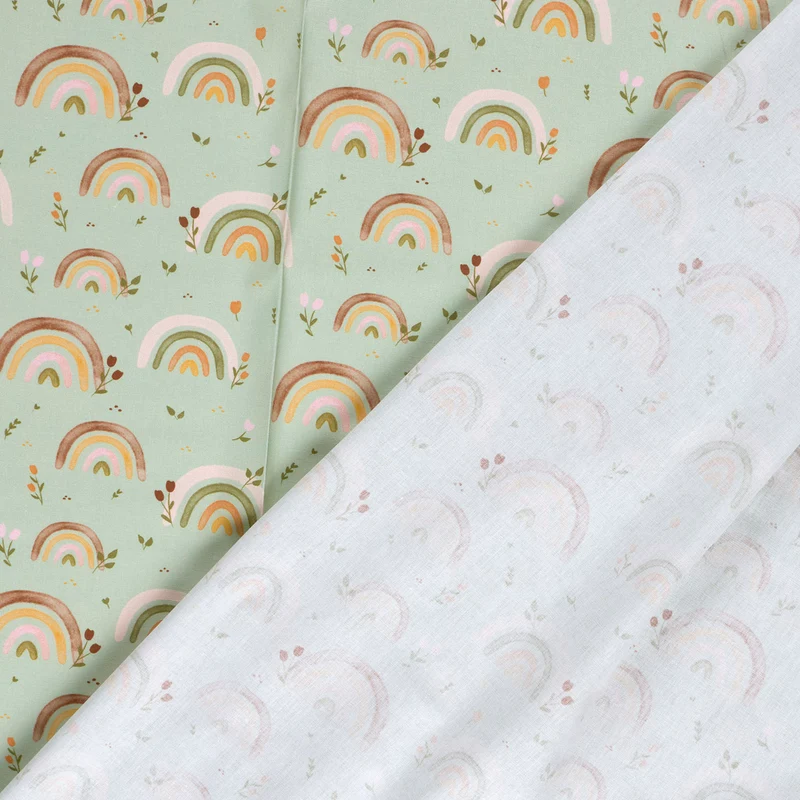 Baumwollpopeline Regenbogen – Mint