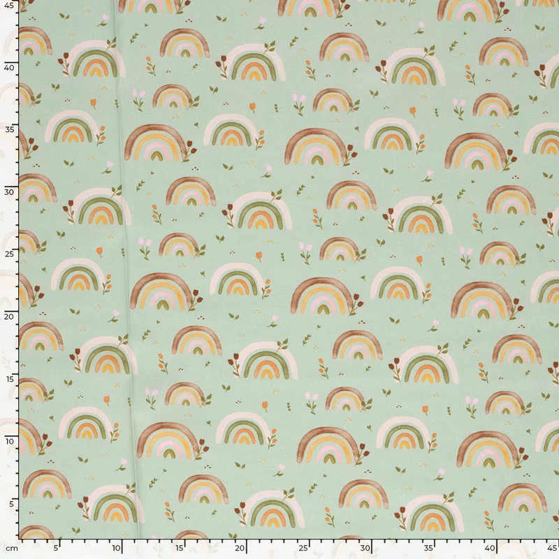 Baumwollpopeline Regenbogen – Mint