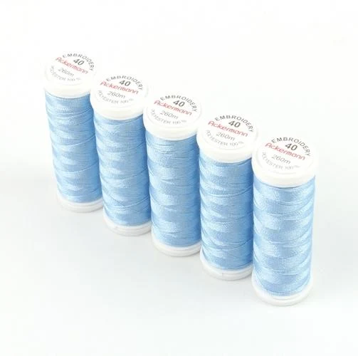 Ackermann Embroidery Nähgarn Stärke 40 - 5x 260 m, Farbe 2989 hellblau