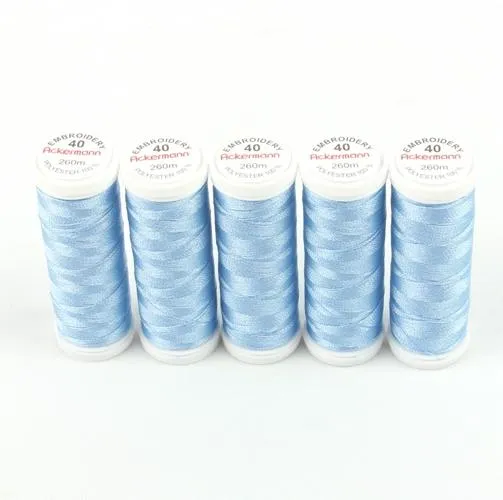 Ackermann Embroidery Nähgarn Stärke 40 - 5x 260 m, Farbe 2989 hellblau